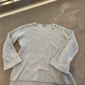 Women's Light Gray V-Neck Sweater